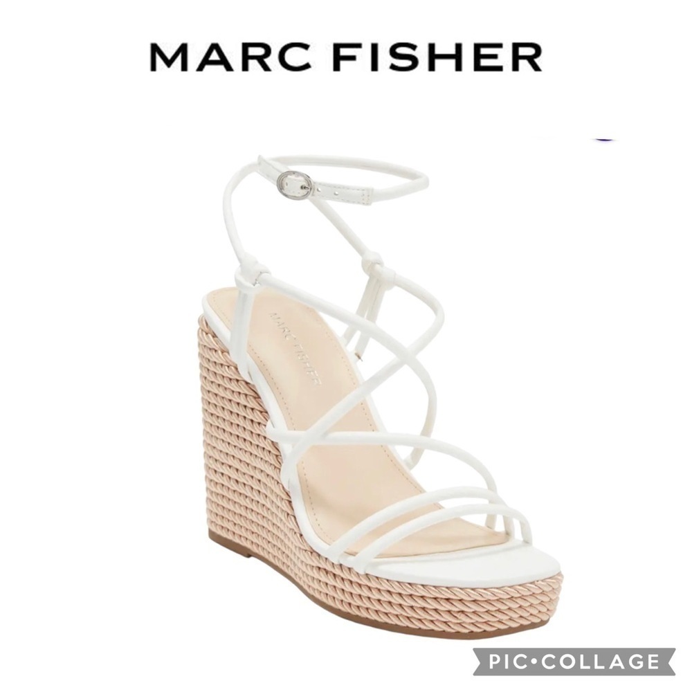 Marc Fisher white Zesty Espadrille Platform Wedge Sandals size 11 New in box!